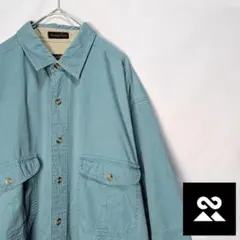 Eddie Bauer　80’sUS　半袖シャツ　黒タグ　くすみカラー　グリーン