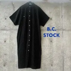 B.C. STOCK フレンチドルマン半袖シャツワンピース ドット柄黒のサムネイル