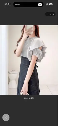 ダブルフリル袖チェックレースドッキングワンピース