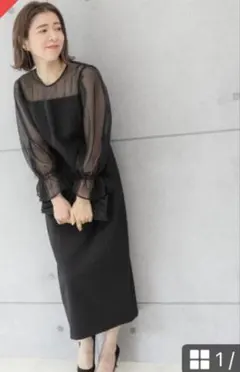 シアー ボリューム袖 結婚式 パーティー オケージョン お呼ばれドレス