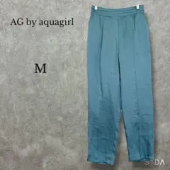 【新品】エージーバイアクアガール【M】光沢タックテーパードパンツ ウエストゴム