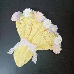 イエロー✕ミックス　コットン　ブーケブランケット　マーガレット　花束　プレゼント