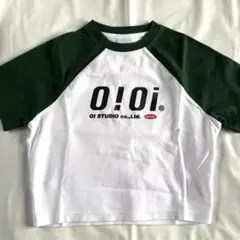5252 by oioi クロップ丈tシャツ ホワイト グリーン 韓国のサムネイル