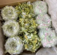 ファンシーヤーン☆素材糸☆毛糸 緑セット 【約2~3メートル × 3点