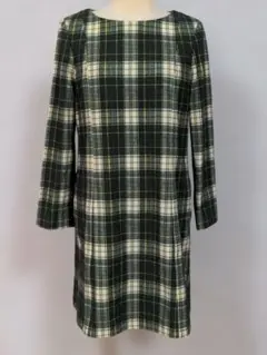 COOMB　クーム　チェック 長袖 ひざ丈ワンピース　日本製