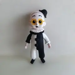 粘土フィギュア　ハンドメイド　ピエロ　人形 ミ二チュア粘土人形 ピエロ2体 セット インテリア パーツ 1点1点職人