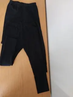 ブラック2枚セット10分丈レギンススパッツ 110cm ポケット付き