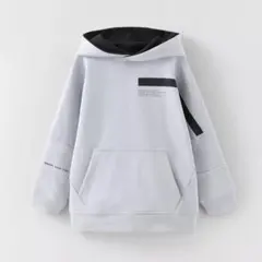 zarakids ライトグレー × ブラック フード付きスウェット　122cm