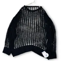 【美品】ベイフロー ニット メッシュ M ブラック重ね着2023AW 透かし編み