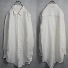 プレーンロングシャツ 国産 リネン×レーヨン ホワイト M