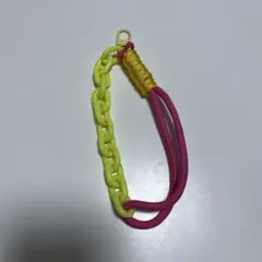 スマホ用 チェーン ロープストラップ イエロー ピンク