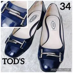 TOD'S トッズ ダブルT パンプス ブラック 38 金具 シルバー TOD'S トッズ ダブルT パンプス ブラック 38 金具 シルバー TOD'S