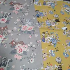 キャスキッドソンスヌーピー .バンビシーチング 綿生地2枚セット