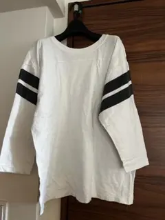 AmericanaTシャツ 白 黒ライン 七分袖 ラグランTシャツ
