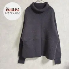 ニコアンド　タートルネックニット　ウール混　スリット　チャコールグレー　L