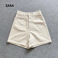 ザラ　デニムショートパンツ ハイウエスト ボタンフライ 綿100 XS相当
