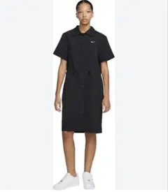 新品タグ付き NIKE ナイキ シャツワンピース 黒 大きめサイズ M - メルカリ