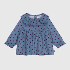 プチバトー　りんご柄フリル衿ブラウス　36ヶ月95cm 新品