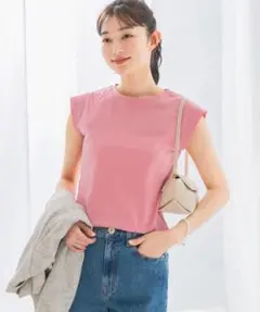 ROSSO ロッソ クールタッチスーピマコットンフレンチTシャツ ピンクのサムネイル