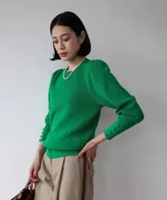 ELFRANK エルフランク　ニット　長袖　グリーン　緑　無地　トップス　美品のサムネイル