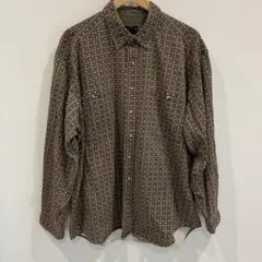 S00117 consensus 長袖シャツ　総柄　メンズ　カーキ系