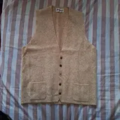 ウール混紡 ベージュ ベスト Yシャツの上に着る薄手ベスト