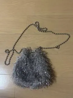 シルバー ファー風 ショルダーバッグ