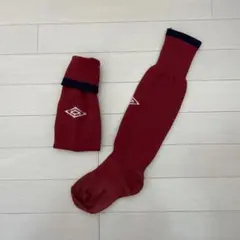 赤 サッカーソックス ロゴ入り フリーサイズ