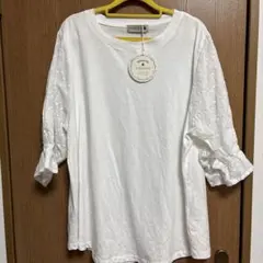 新品 タグ付き　colopuca 刺繍袖 五分袖カットソー　4Lサイズ