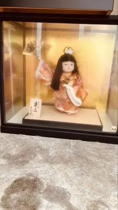 日本人形 昭和レトロ ガラスケース入り コレクション 平安人形 秀峰