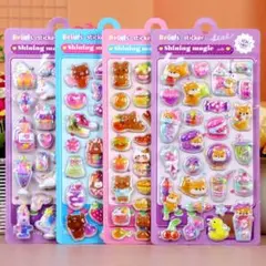 ぷくぷくシール 3D 立体　ボンボンドロップ風シール 8枚入りセット 手帳シール