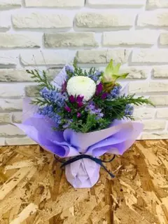 フラワーアレンジメント 生花 パープル・ホワイト系