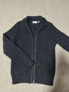LACOSTE ダークグレー ジップアップニット