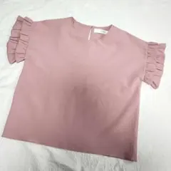 フリル袖❣️くすみピンクトップス