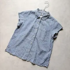 MHL. エムエイチエル ギンガムチェック 半袖シャツ ブラウスのサムネイル
