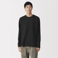 無印良品　天竺編みクルーネック長袖Ｔシャツ　紳士　黒　XL