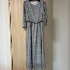 LACE LADIES ロングワンピース グレー　XL