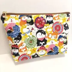 20cmファスナーマチ付きポーチ/和柄/柴犬/がま口/ハンドメイド - メルカリ