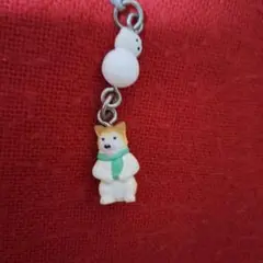 柴犬 マフラー 雪だるま ストラップ