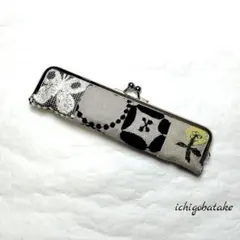 ミナペルホネン　ハンドメイド　がま口スリムペンケース　②