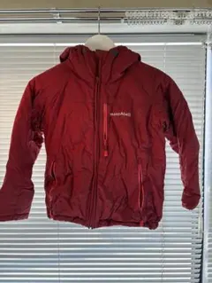 mont-bell キッズ用中綿ジャケット　赤 ピンク　リバーシブル　フード付き