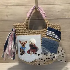 うちの子バッグＡ様ハンドメイドバッグ デニムリメイクバッグ リメイクデニムバッグ