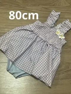 petit main ベビー水着 80cm パープル・チェック