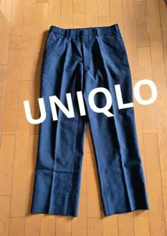 UNIQLO　メンズ　スラックス　ネイビー 　 ウール混紡