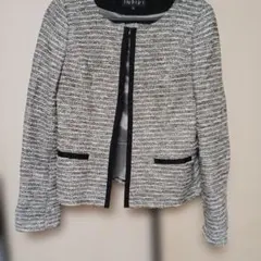 INDIVI ノーカラージャケット グレー系