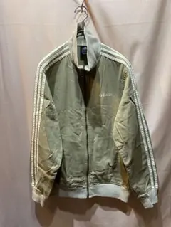 adidas ベージュ ジップアップ　コットン　トラックジャケット　アディダスM
