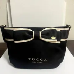 美品】TOCCA♡リボン ショルダーバッグ 黒×アイボリー ゴールドway 