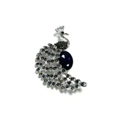 BR-349 ♡ 孔雀 クジャク 鳥 bird ラインストーン ダークブルー ♡