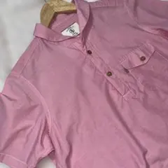 AIGLE エイグル　品のあるピンク　細いストライプ　メンズ　M 美品のサムネイル