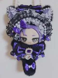 ぬい服 ちびぐるみ10cm 可愛いレースリボンお姫様猫 パール付き着せ替え服